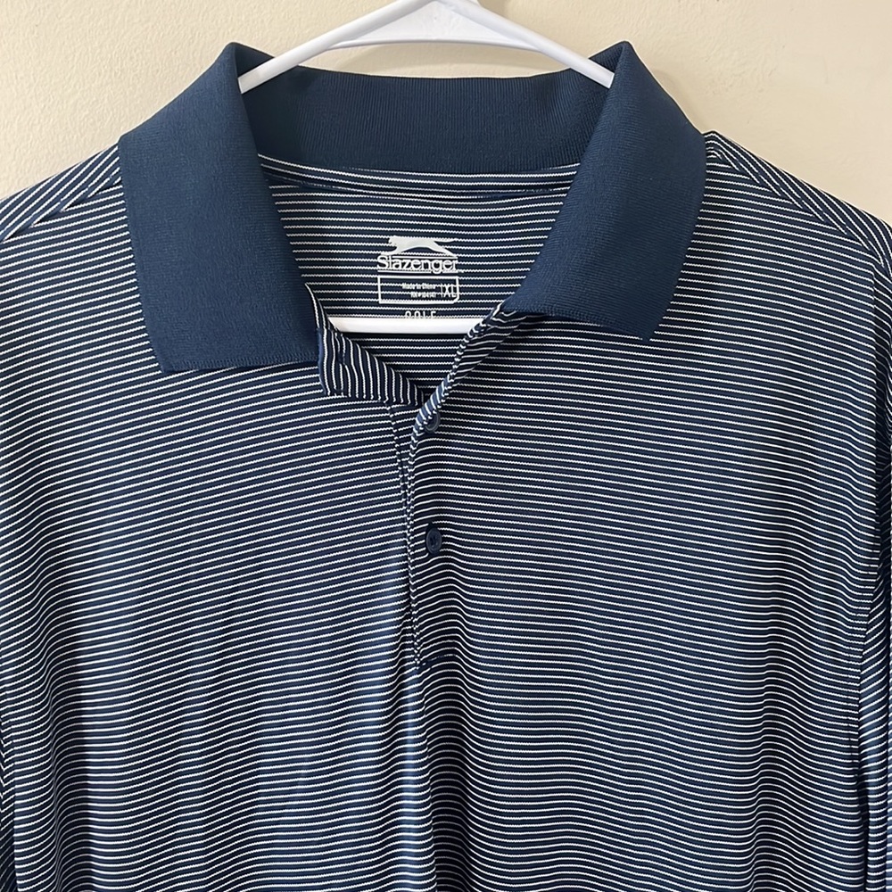 Slazenger Men’s Core Polo Striped Navy White Size XL - Picture 5 of 9